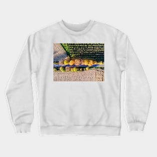 Aerial view of country road, autumn trees and ploughed field Crewneck Sweatshirt